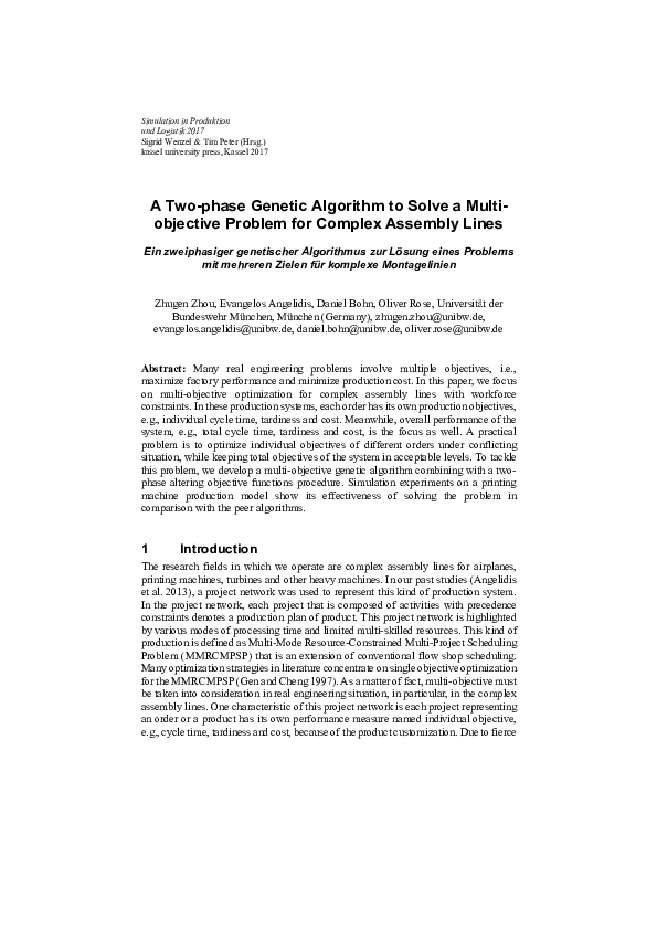 (PDF) A Two-phase Genetic Algorithm to Solve a Multi- objective Problem ...