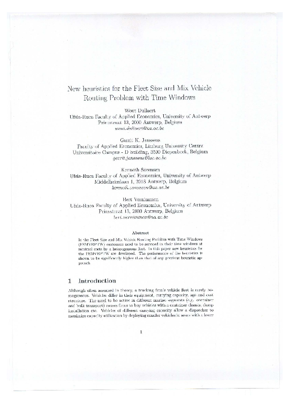 (PDF) New heuristics for the Fleet Size and Mix Vehicle Routing Problem ...