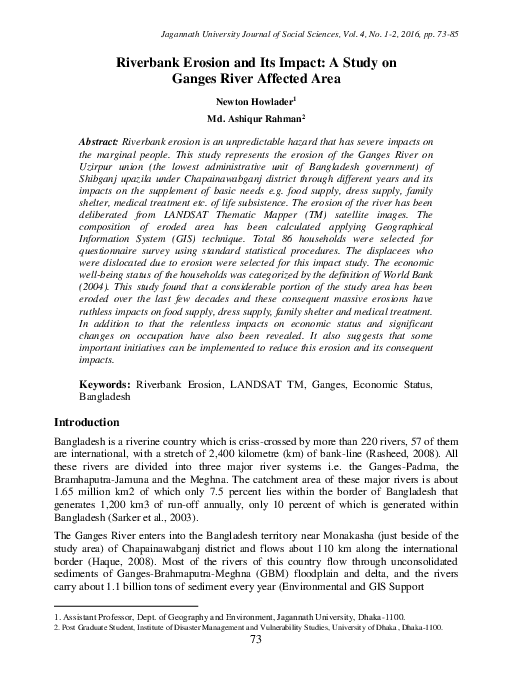 (PDF) Riverbank Erosion and Its Impact: A Study on Ganges River ...