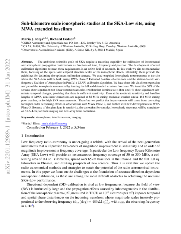 (PDF) Subkilometer scale ionospheric studies at the SKA-Low site, using ...