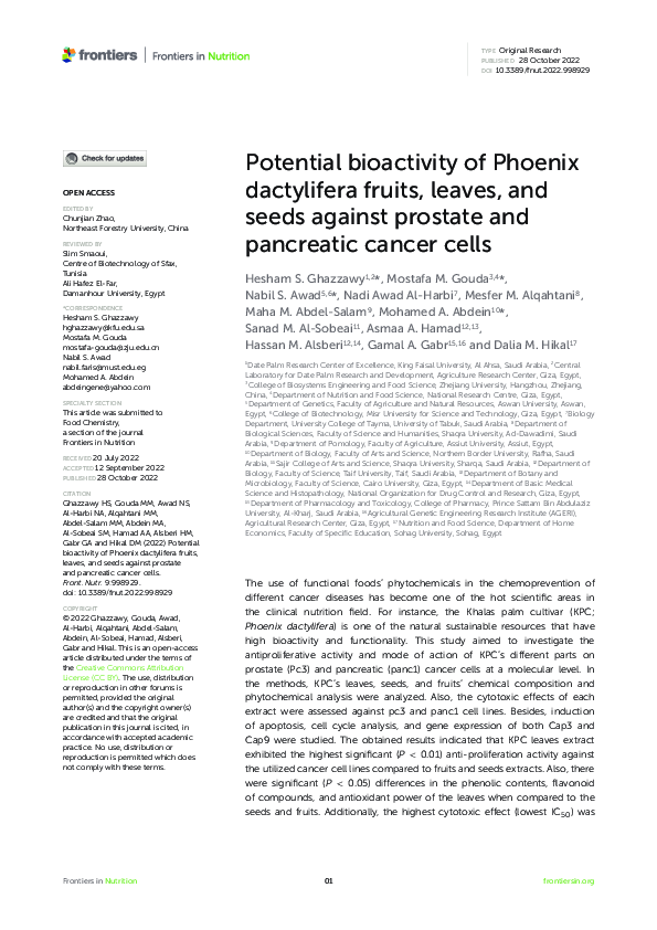(PDF) Potential bioactivity of Phoenix dactylifera fruits, leaves, and ...