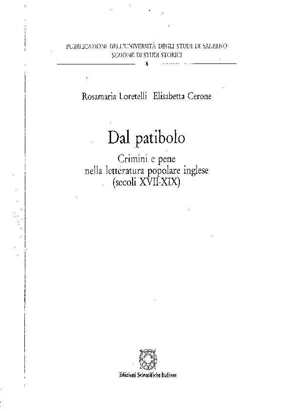 (PDF) Dal patibolo. Crimini e pene nella letteratura popolare inglese ...