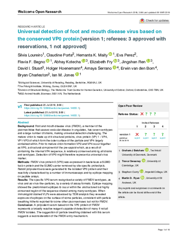 (PDF) Universal detection of foot and mouth disease virus based on the ...