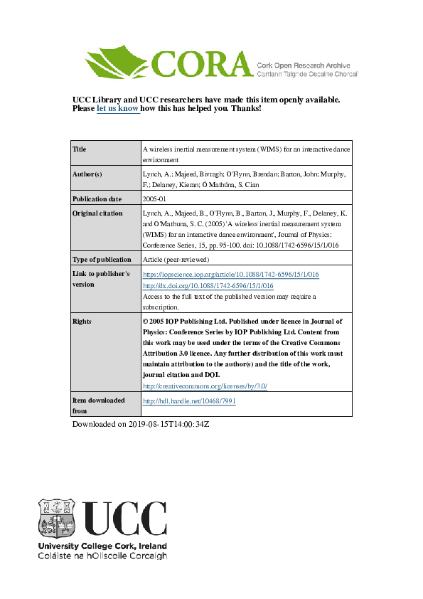 (PDF) A wireless inertial measurement system (WIMS) for an interactive ...