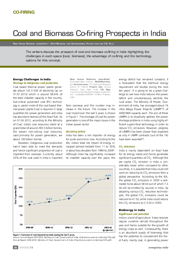 (PDF) Coal and biomass co-firing prospects in India