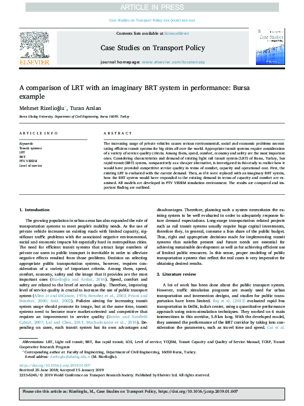 (PDF) A comparison of LRT with an imaginary BRT system in performance ...