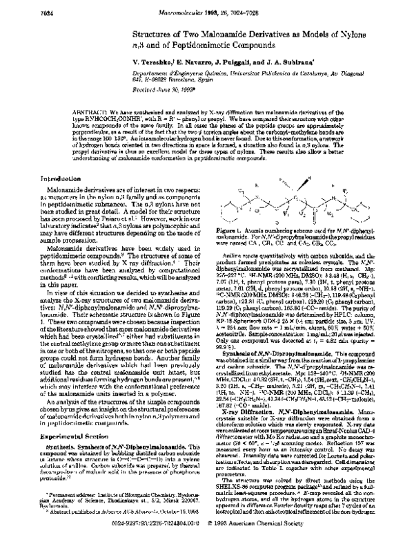 (PDF) Structures of two malonamide derivatives as models of nylons n,3 ...
