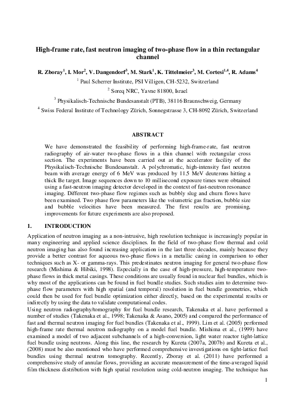 (PDF) High-frame rate, fast neutron imaging of two-phase flow in a thin ...