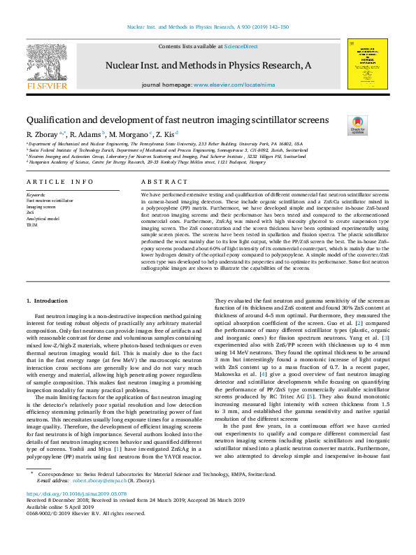 (PDF) Qualification and development of fast neutron imaging ...
