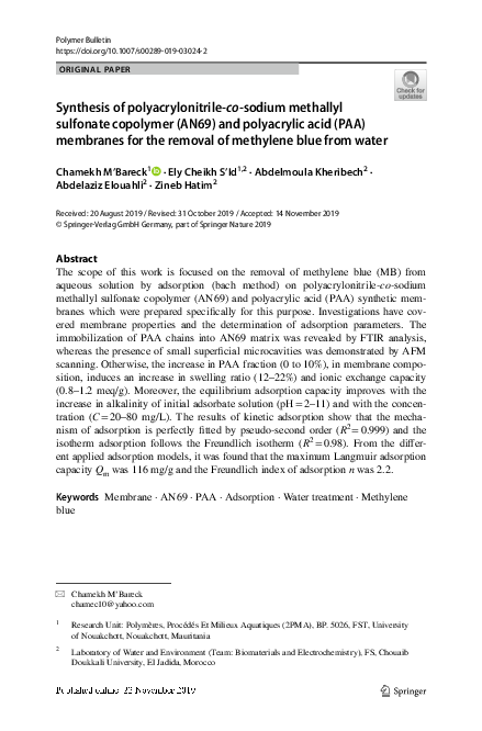 (PDF) Synthesis of polyacrylonitrile-co-sodium methallyl sulfonate ...
