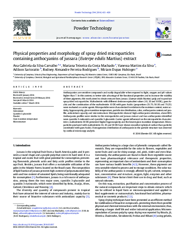 (PDF) Physical properties and morphology of spray dried microparticles ...