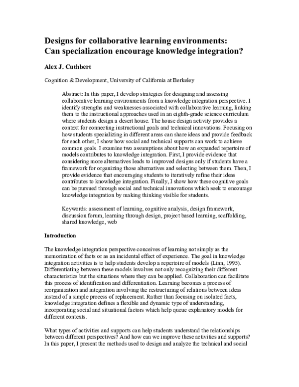 (PDF) Designs for collaborative learning environments