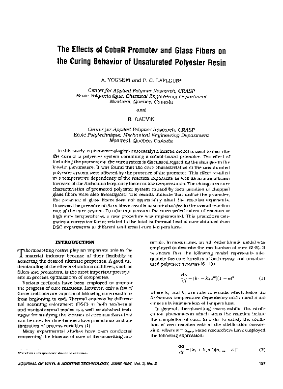 (PDF) The effects of cobalt promoter and glass fibers on the curing ...