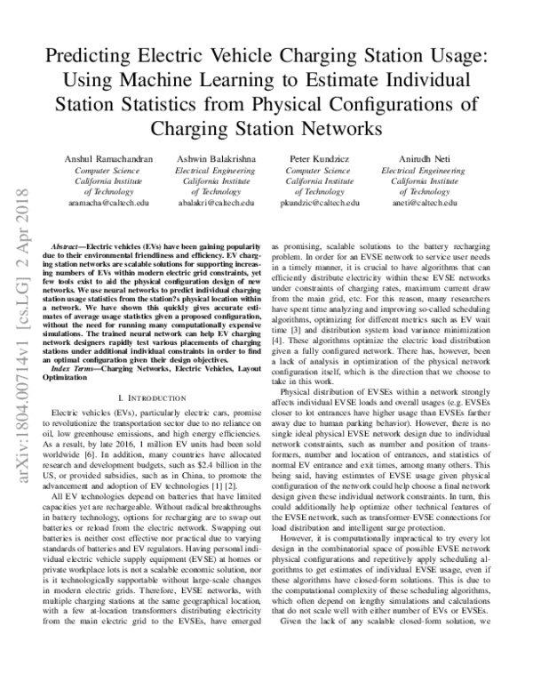 (PDF) Predicting Electric Vehicle Charging Station Usage: Using Machine ...