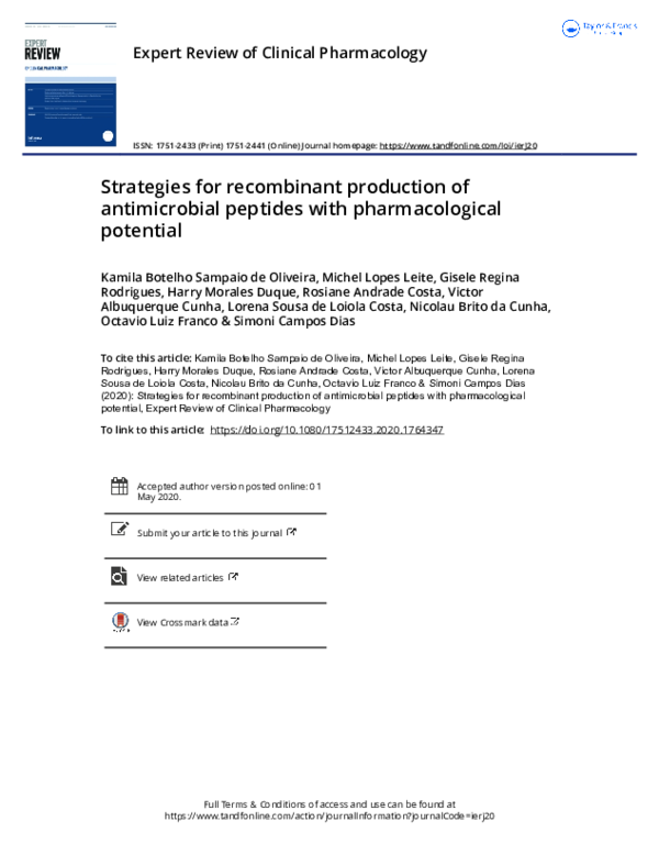 (PDF) Strategies for recombinant production of antimicrobial peptides ...