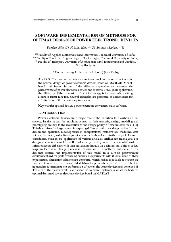 (PDF) Software implementation of methods for optimal design of power ...