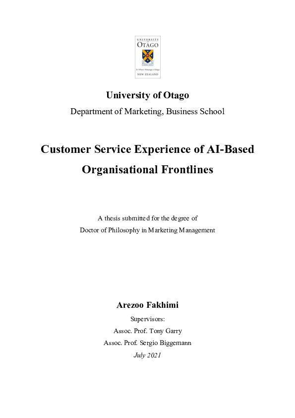PDF) Customer service experience of AI-based organisational 