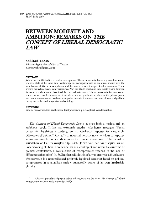 (PDF) Between Modesty and Ambition: Remarks on 