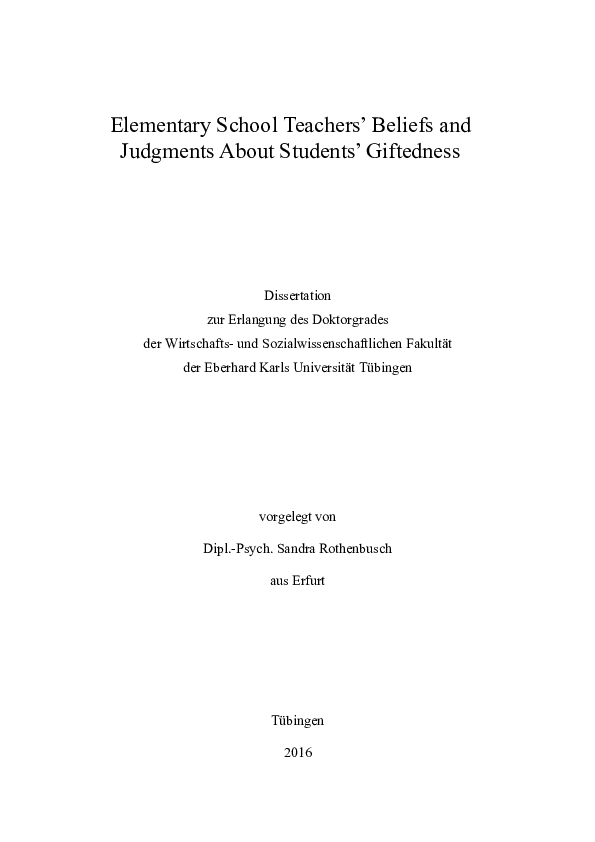 (PDF) Elementary School Teachers’ Beliefs and Judgments About Students ...