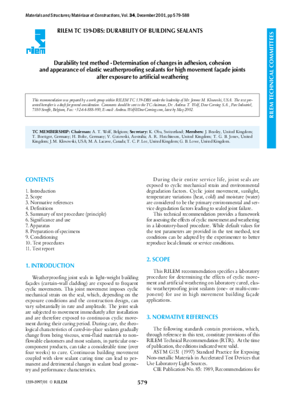 (PDF) Durability test method — Determination of changes in adhesion ...