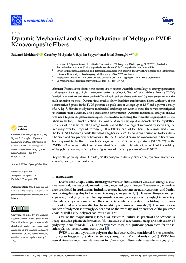 (PDF) Dynamic Mechanical and Creep Behaviour of Meltspun PVDF ...