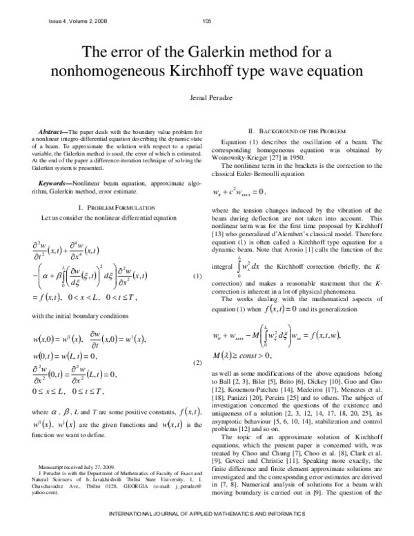 (PDF) The error of the Galerkin method for a