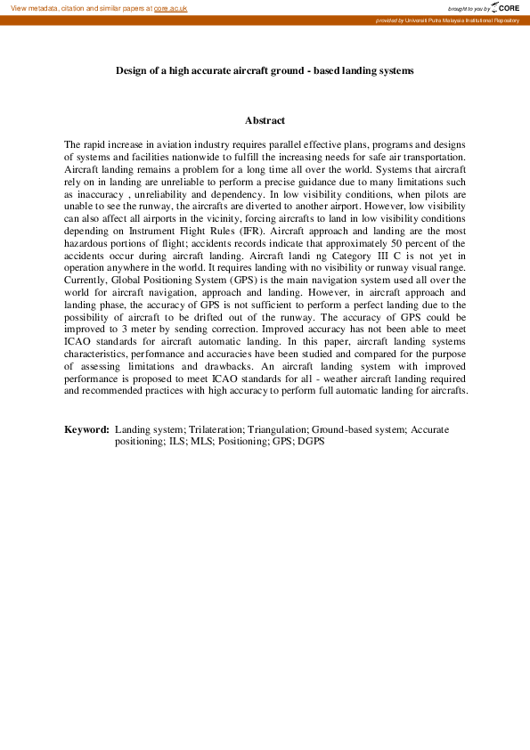 (PDF) Design of a high accurate aircraft ground - based landing systems
