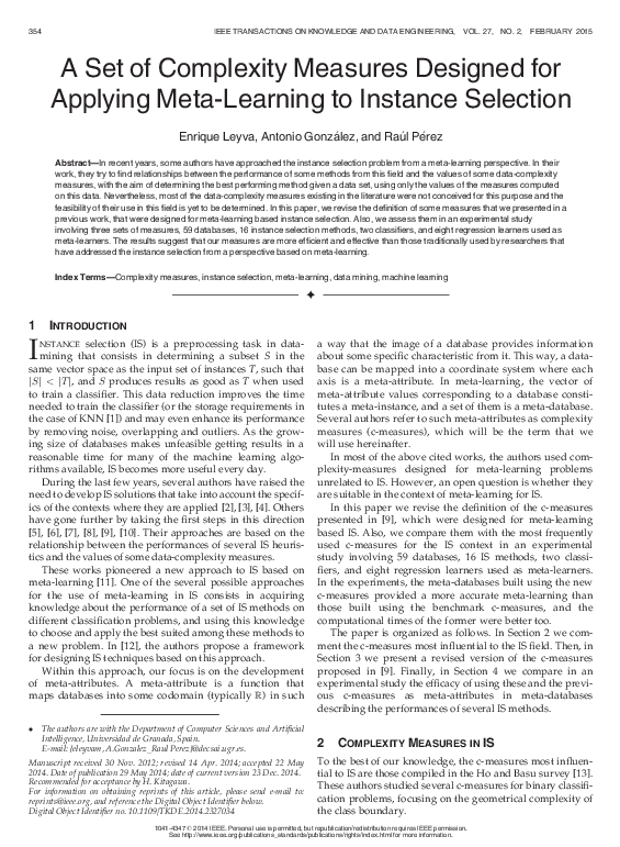 (PDF) A Set of Complexity Measures Designed for Applying Meta-Learning ...