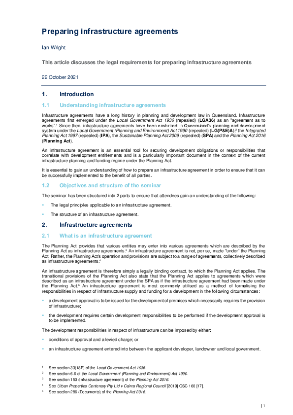 (PDF) Preparing infrastructure agreements