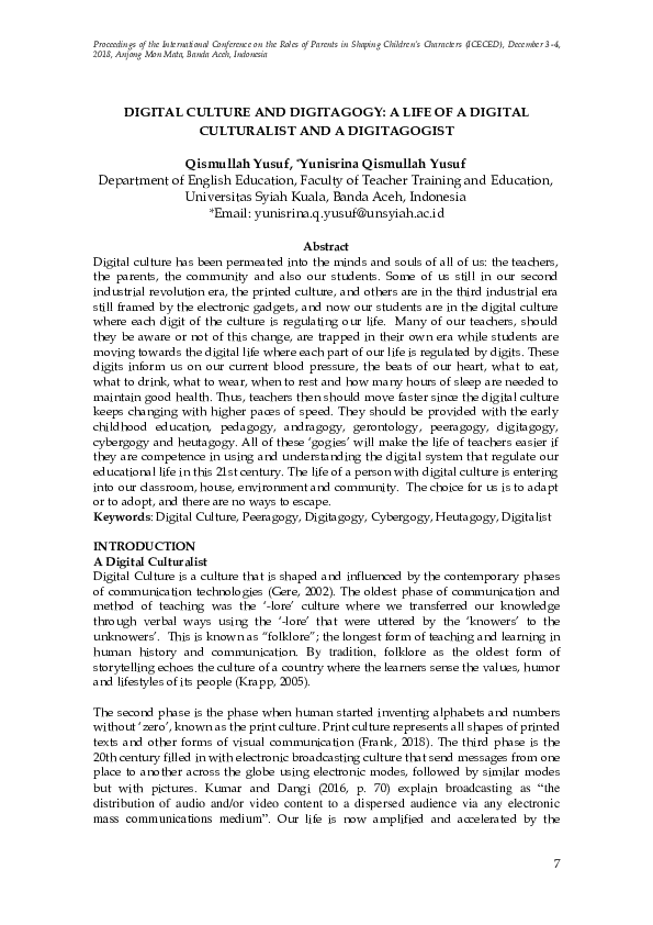 (PDF) Digital Culture and Digitagogy: A Life of a Digital Culturalist ...