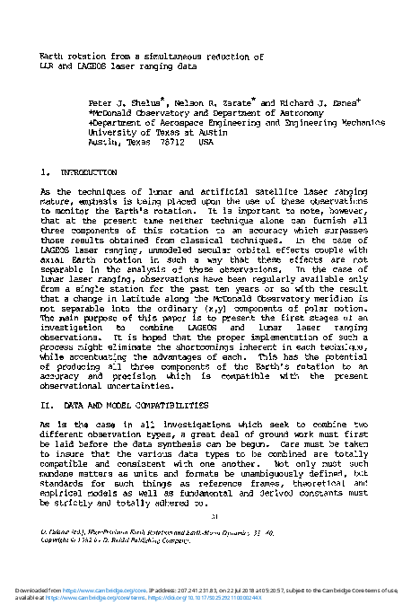 (PDF) Earth rotation from a simultaneous reduction of LLR and LAGEOS ...