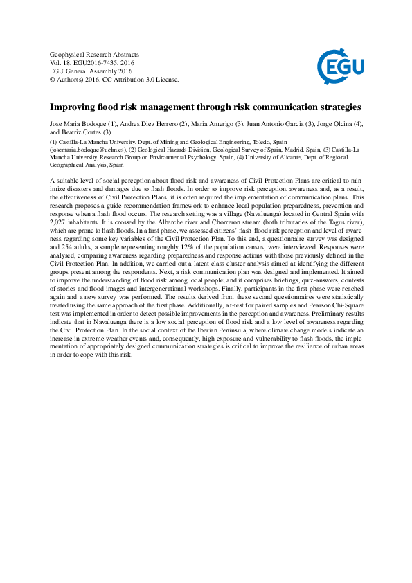 (PDF) Improving flood risk management through risk communication strategies