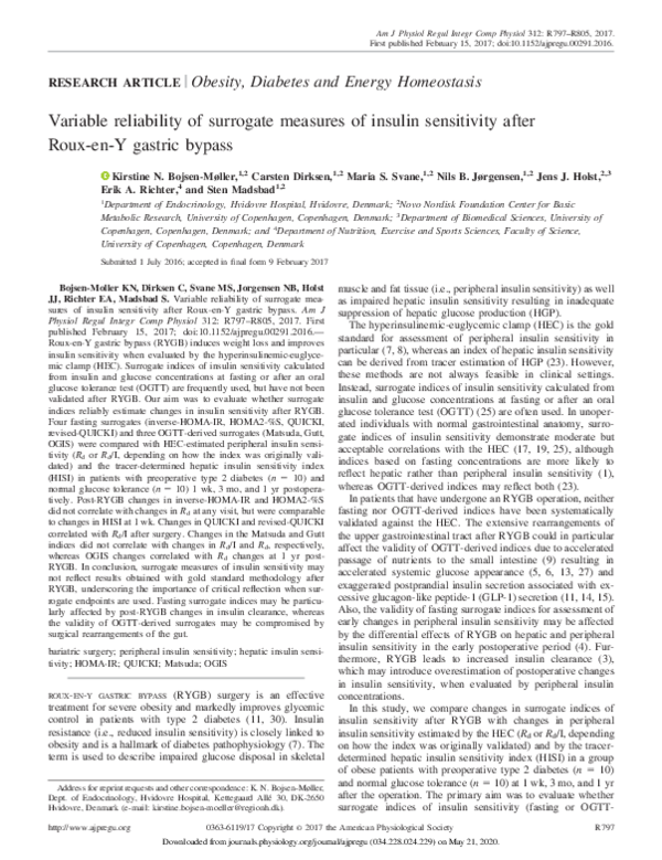 (PDF) Variable reliability of surrogate measures of insulin sensitivity ...