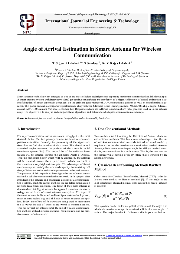 (PDF) Angle of Arrival Estimation in Smart Antenna for Wireless ...