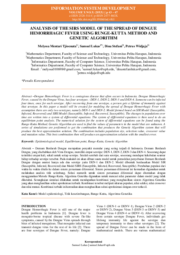 (PDF) Analysis Of The Sirs Model Of The Spread Of Dengue Hemorrhagic ...