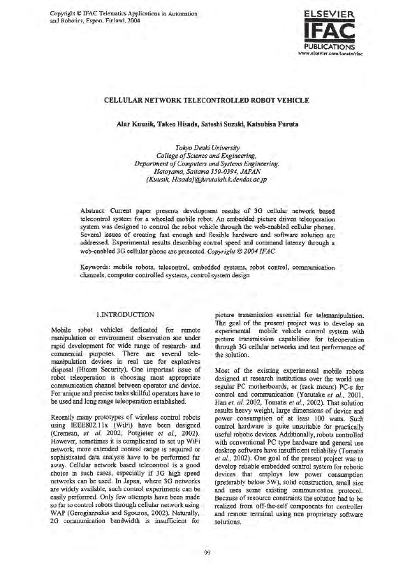 (PDF) Cellular Network Telecontrolled Robot Vehicle