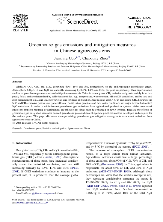 (PDF) Greenhouse gas emissions and mitigation measures in Chinese ...