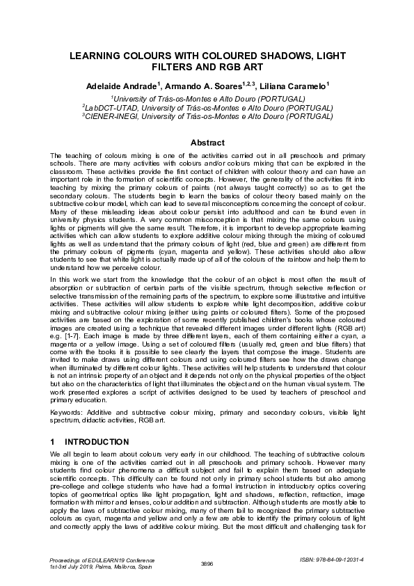 (PDF) Learning Colours with Coloured Shadows, Light Filters and RGB Art