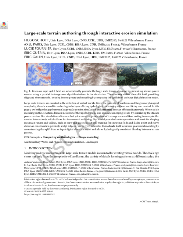 Pdf Large Scale Terrain Authoring Through Interactive Erosion Simulation