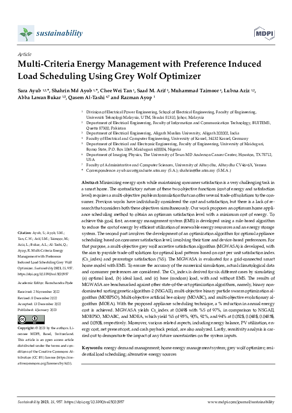 (PDF) Multi-Criteria Energy Management with Preference Induced Load ...
