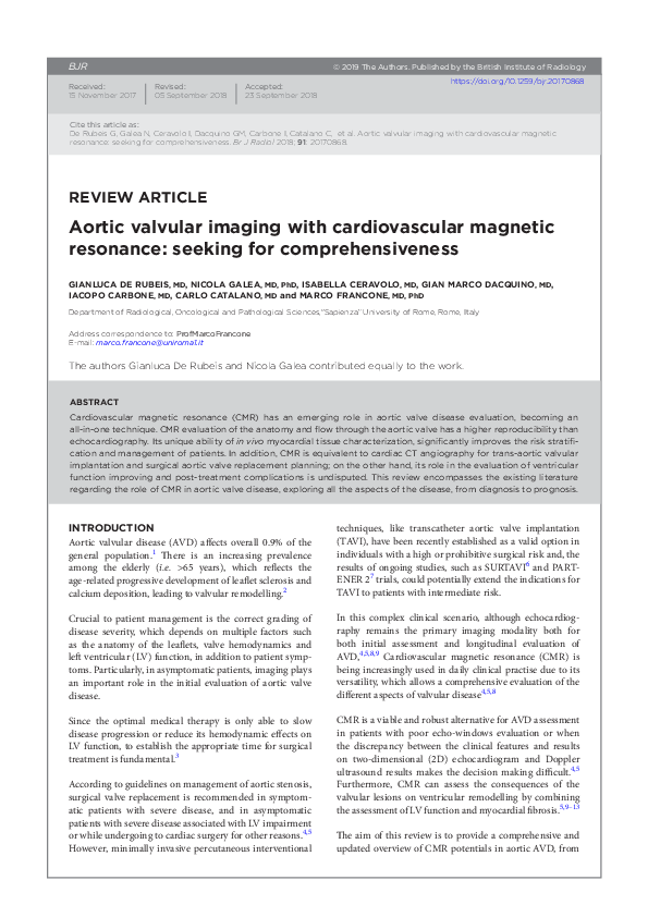 (PDF) Aortic valvular imaging with cardiovascular magnetic resonance ...