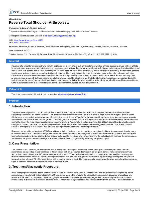 (PDF) Reverse total shoulder arthroplasty
