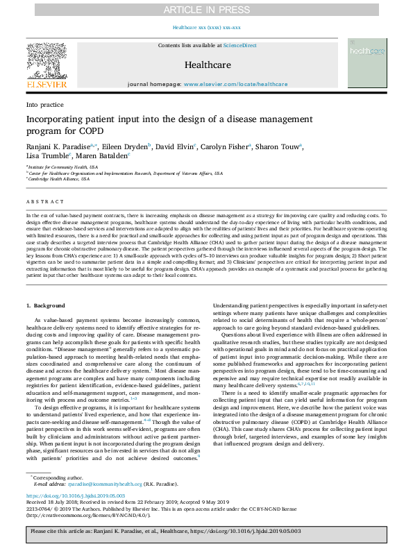 (PDF) Incorporating patient input into the design of a disease ...