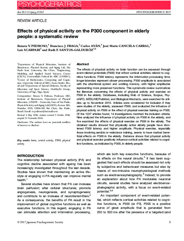 (PDF) Effects of physical activity on the P300 component in elderly ...