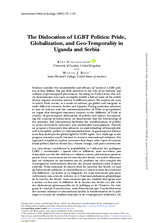 (PDF) The Dislocation of LGBT Politics: Pride, Globalization, and Geo ...