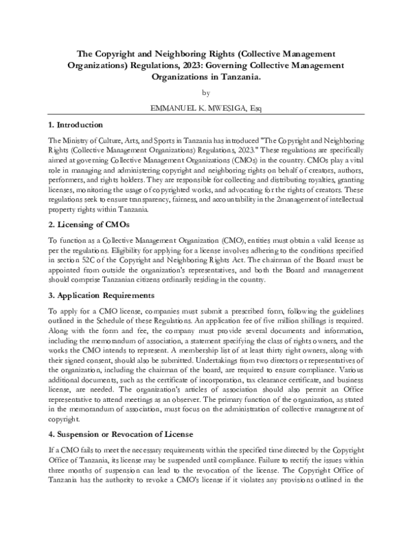 (PDF) The Copyright and Neighboring Rights (Collective Management ...