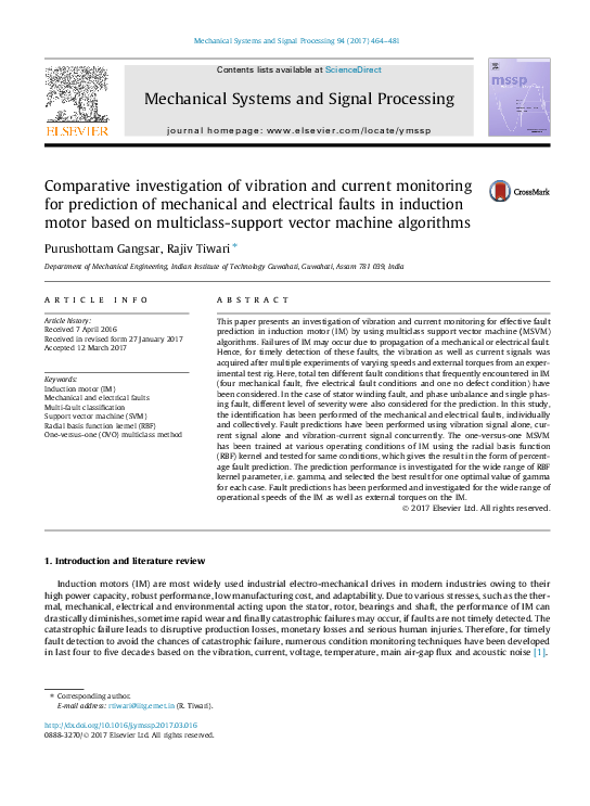 (PDF) Comparative investigation of vibration and current monitoring for ...