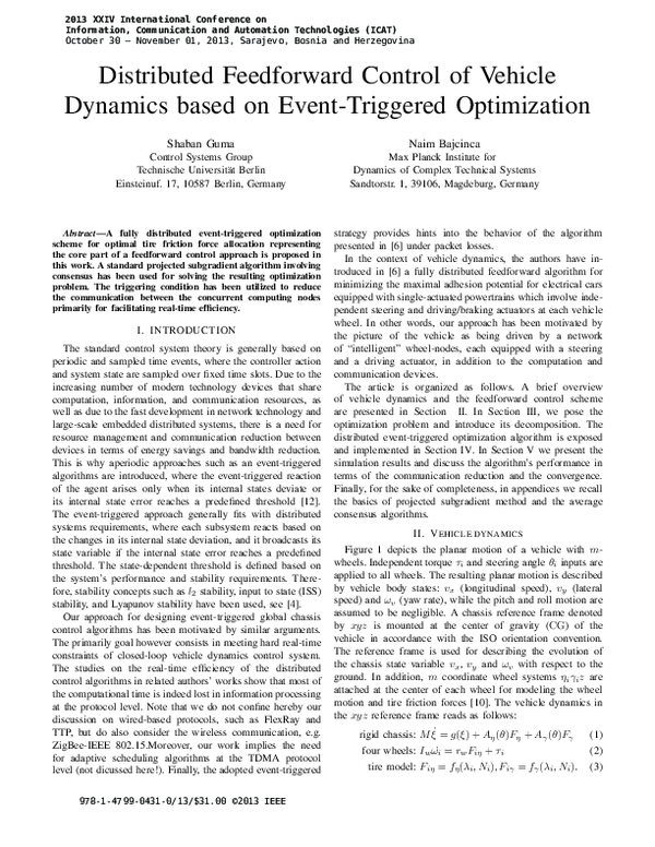 (PDF) Distributed feedforward control of vehicle dynamics based on ...