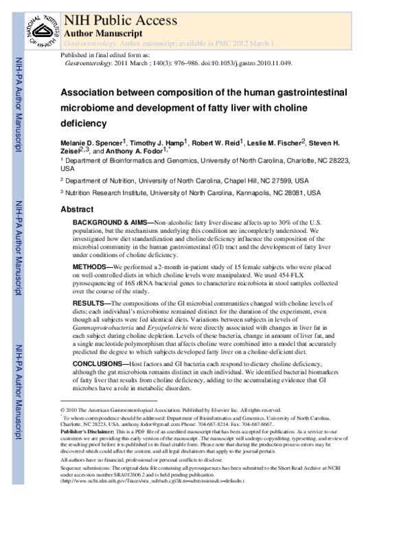 (PDF) Association Between Composition of the Human Gastrointestinal ...