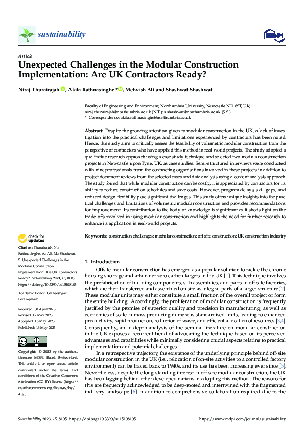 (PDF) Unexpected Challenges in the Modular Construction Implementation ...